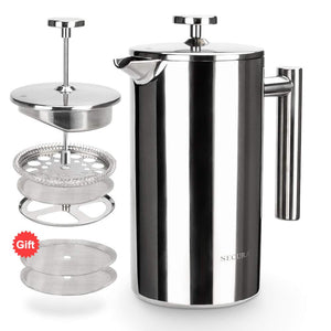 Secura Stainless Steel French Press Coffee Maker 18/10 Bonus Stainless Steel Screen (1000ML)