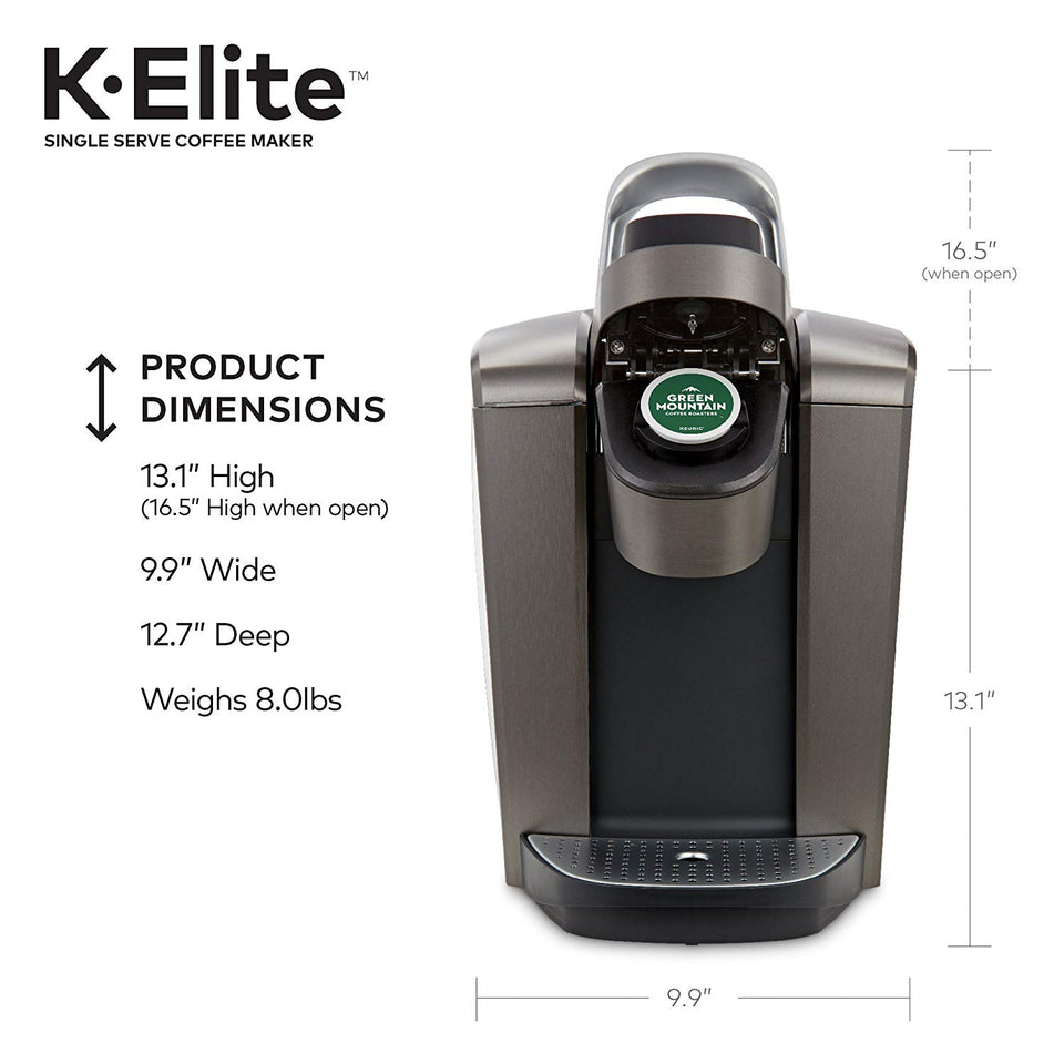 Keurig K-Elite Single Serve K-Cup Pod Coffee Maker, with Strong Temperature Control, Iced Coffee Capability, 12oz Brew Size, Programmable, Brushed Slate