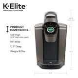 Keurig K-Elite Single Serve K-Cup Pod Coffee Maker, with Strong Temperature Control, Iced Coffee Capability, 12oz Brew Size, Programmable, Brushed Slate