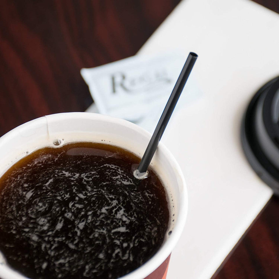 Choice Black Stirrers/Sip Straws for Coffee, Cocktail 7 1/2" Unwrapped (Box of 1,000)