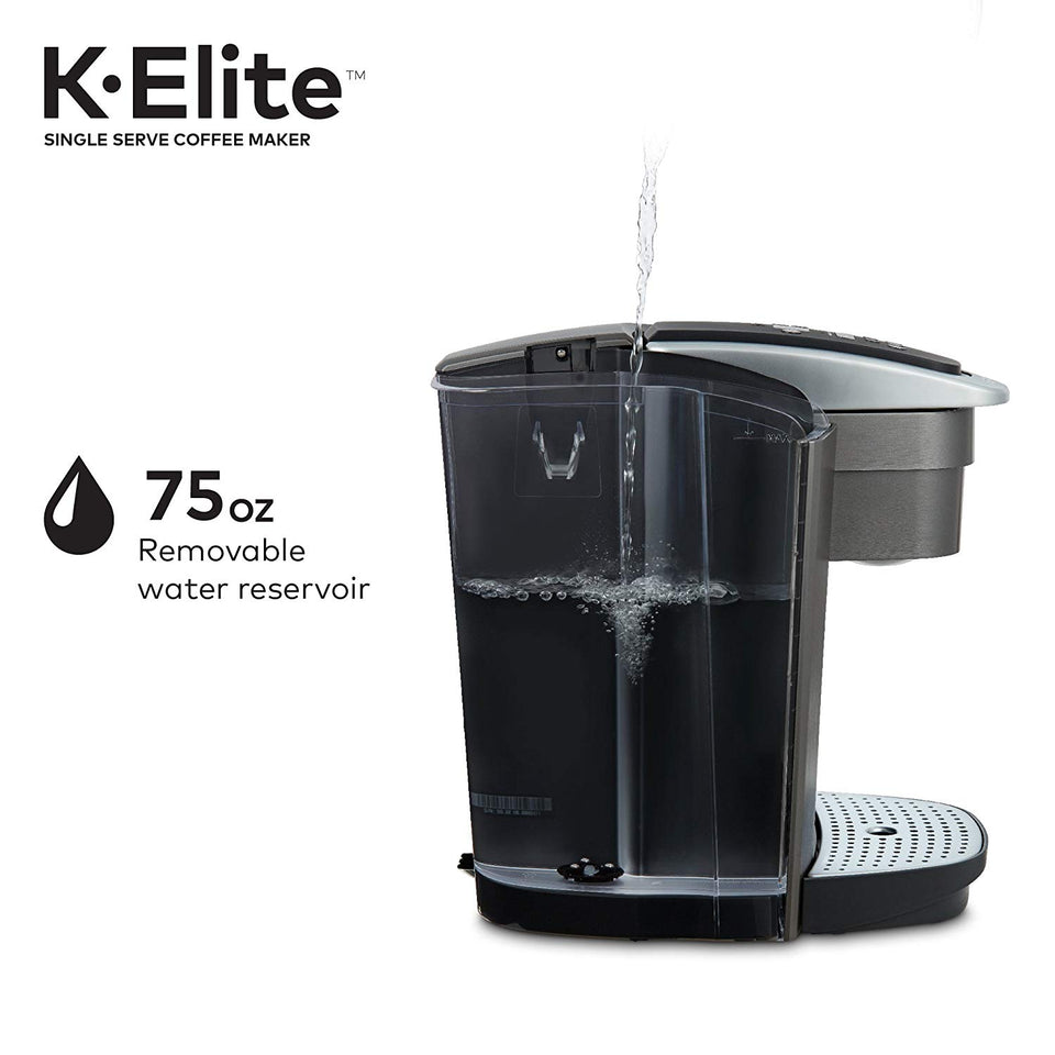 Keurig K-Elite Single Serve K-Cup Pod Coffee Maker, with Strong Temperature Control, Iced Coffee Capability, 12oz Brew Size, Programmable, Brushed Slate