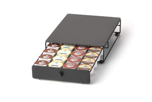 Under the Brewer Storage Drawer for K-Cup Packs Organize 24 K-Cup Pods. K-Cup Holder will fit underneath all At Home Keurig Hot Brewers Saving Counter Space