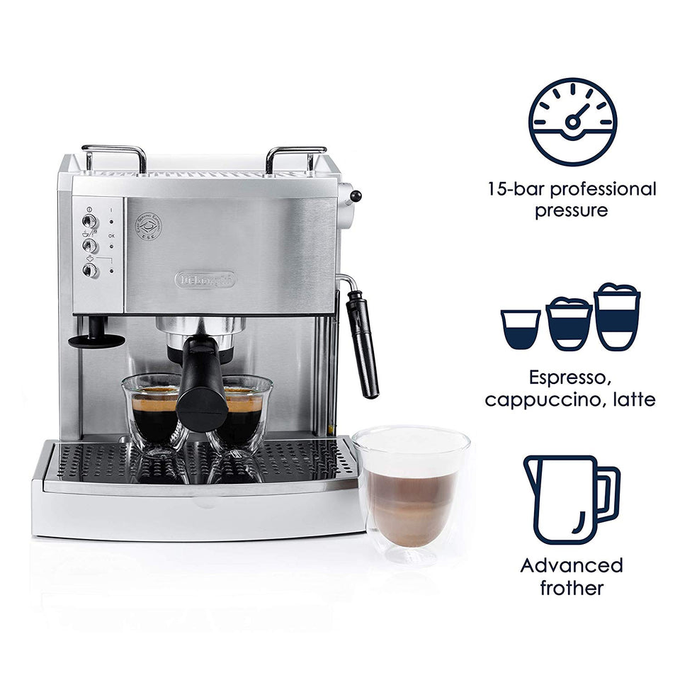 DeLonghi EC702 15-Bar-Pump Espresso Maker, Stainless, Metal